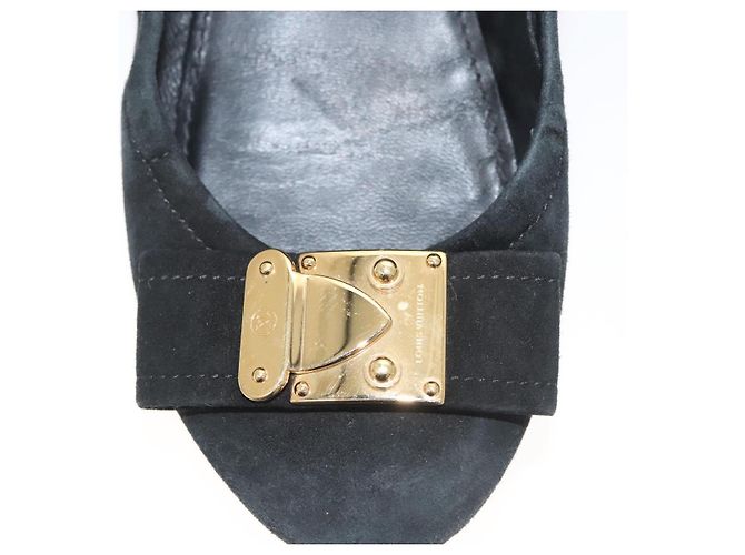 LOUIS VUITTON Décolleté in Suede Nero LV Auth bs25699 - vista 11