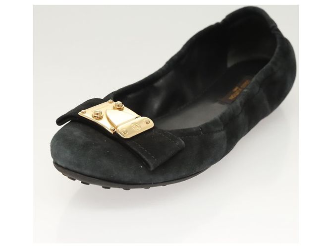 LOUIS VUITTON Décolleté in Suede Nero LV Auth bs25699 - vista 17