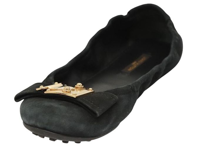 LOUIS VUITTON Décolleté in Suede Nero LV Auth bs25699 - vista 2