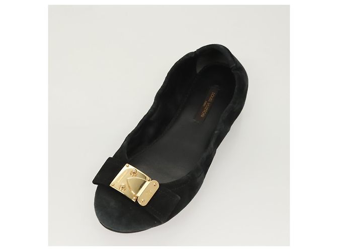 LOUIS VUITTON Décolleté in Suede Nero LV Auth bs25699 - vista 21