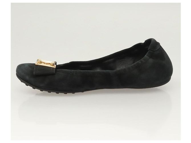 LOUIS VUITTON Décolleté in Suede Nero LV Auth bs25699 - vista 5