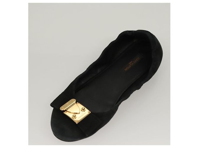 LOUIS VUITTON Décolleté in Suede Nero LV Auth bs25699 - vista 6
