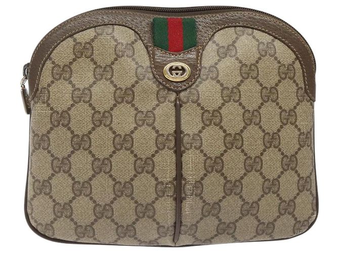 GUCCI GG Supreme Web Sherry Line Borsa a Spalla PVC Beige 904 02 047 Auth 123208 Rosso - vista 13
