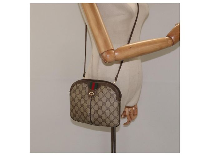 GUCCI GG Supreme Web Sherry Line Borsa a Spalla PVC Beige 904 02 047 Auth 123208 Rosso - vista 22