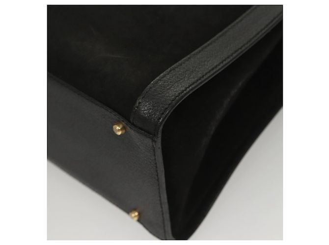 Borsa a Mano GUCCI Bamboo Camoscio Nero Oro Auth ep9059 D'oro - vista 14
