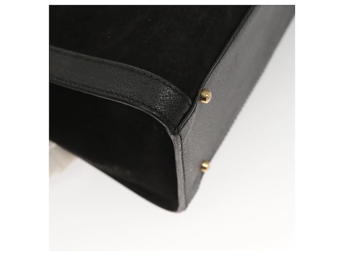 Borsa a Mano GUCCI Bamboo Camoscio Nero Oro Auth ep9059 D'oro - vista 15