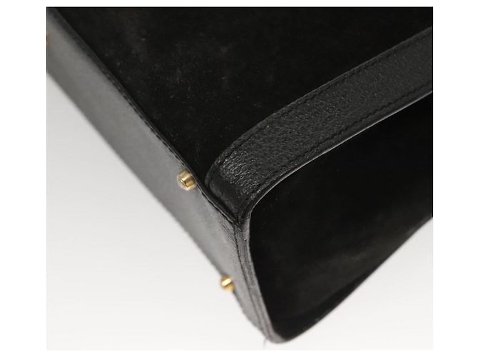 Borsa a Mano GUCCI Bamboo Camoscio Nero Oro Auth ep9059 D'oro - vista 16