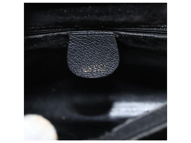 Borsa a Mano GUCCI Bamboo Camoscio Nero Oro Auth ep9059 D'oro - vista 17