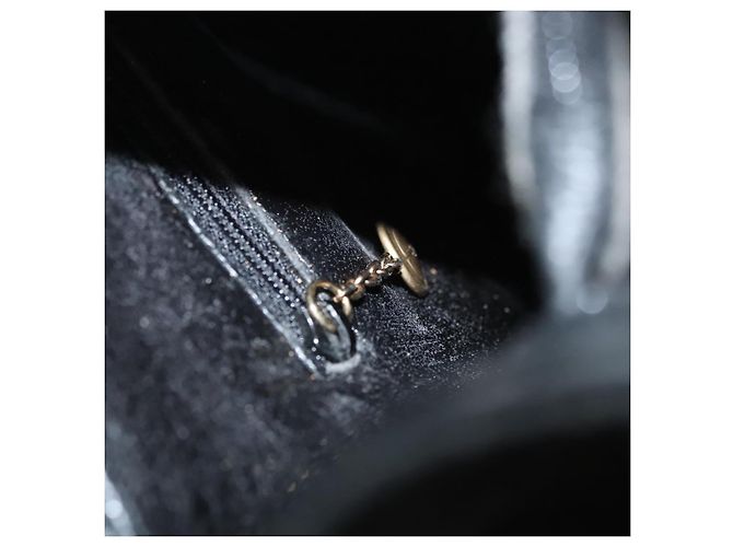Borsa a Mano GUCCI Bamboo Camoscio Nero Oro Auth ep9059 D'oro - vista 24