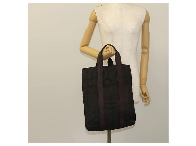 Hermès HERMES Acapulco Cabas MM Borsa Tote in Nylon Marrone Auth bs25764 - vista 18
