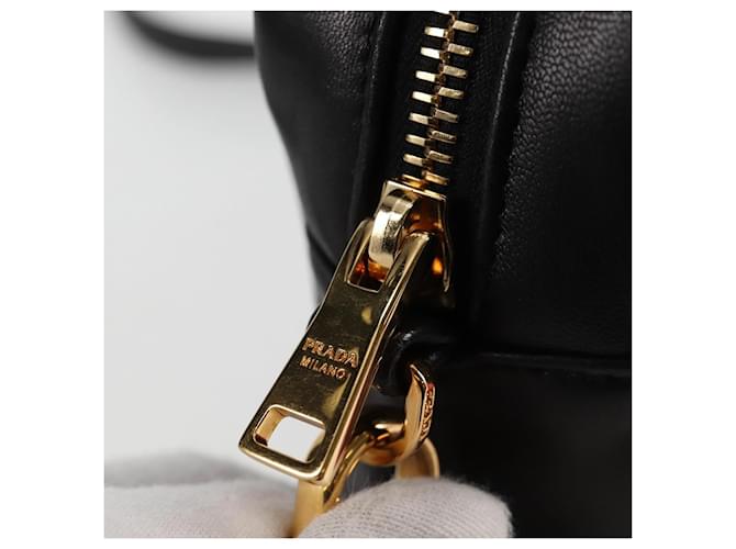 Ribbon PRADA Borsa a Spalla in Pelle Nera e Oro Auth BD2127V Nero D'oro - vista 10