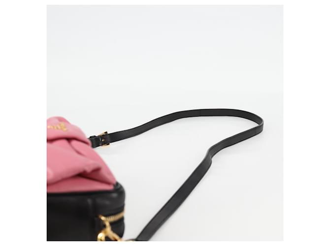 Ribbon PRADA Borsa a Spalla in Pelle Nera e Oro Auth BD2127V Nero D'oro - vista 14