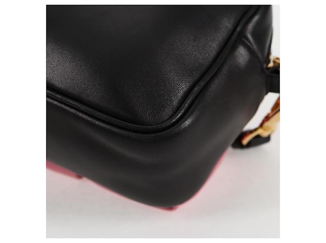 Ribbon PRADA Borsa a Spalla in Pelle Nera e Oro Auth BD2127V Nero D'oro - vista 17