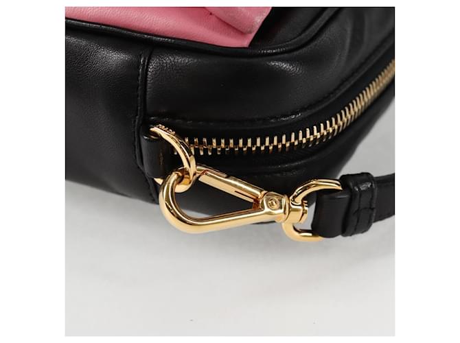 Ribbon PRADA Borsa a Spalla in Pelle Nera e Oro Auth BD2127V Nero D'oro - vista 18