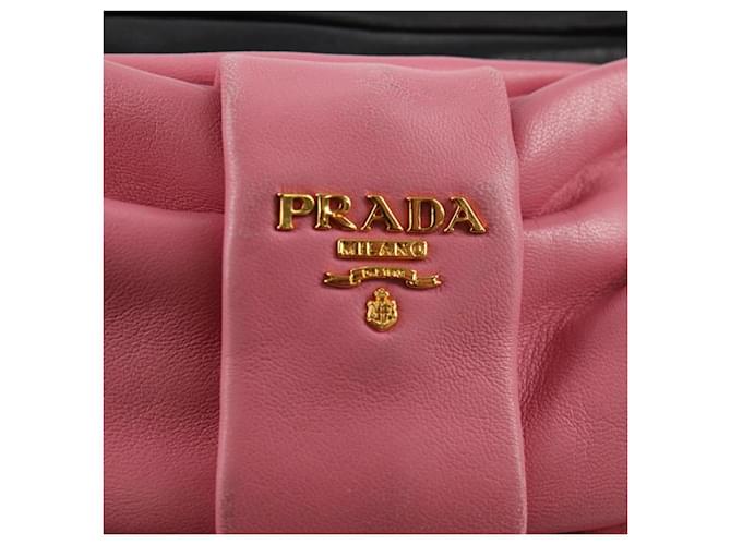 Ribbon PRADA Borsa a Spalla in Pelle Nera e Oro Auth BD2127V Nero D'oro - vista 20