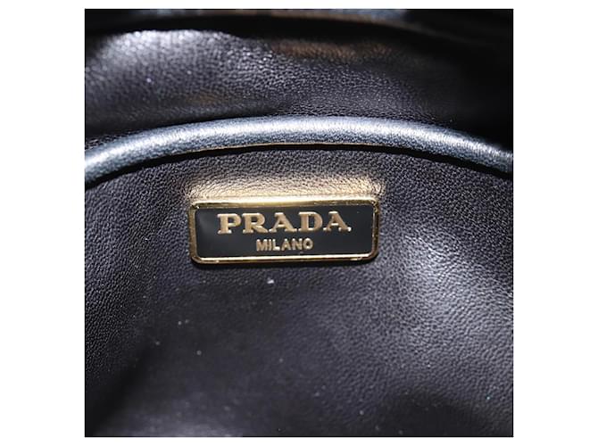 Ribbon PRADA Borsa a Spalla in Pelle Nera e Oro Auth BD2127V Nero D'oro - vista 21