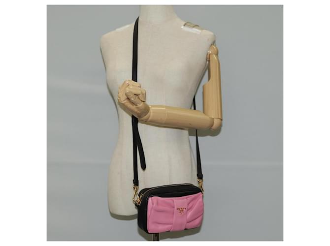 Ribbon PRADA Borsa a Spalla in Pelle Nera e Oro Auth BD2127V Nero D'oro - vista 26
