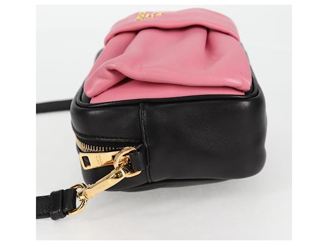 Ribbon PRADA Borsa a Spalla in Pelle Nera e Oro Auth BD2127V Nero D'oro - vista 3