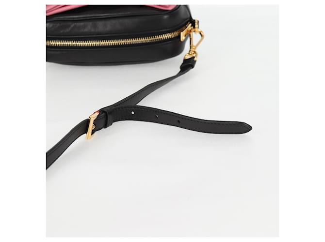 Ribbon PRADA Borsa a Spalla in Pelle Nera e Oro Auth BD2127V Nero D'oro - vista 8