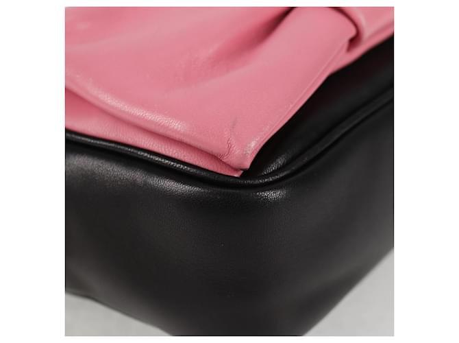 Ribbon PRADA Borsa a Spalla in Pelle Nera e Oro Auth BD2127V Nero D'oro - vista 9