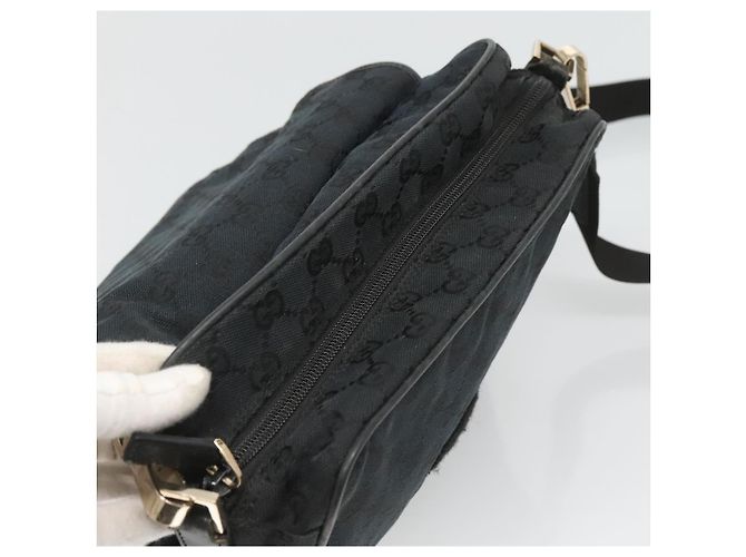 Borsa a Spalla GUCCI GG Canvas Nero Oro 019 0375 Auth SW809 D'oro - vista 10