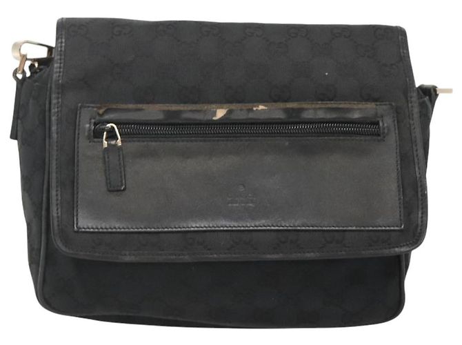 Borsa a Spalla GUCCI GG Canvas Nero Oro 019 0375 Auth SW809 D'oro - vista 13