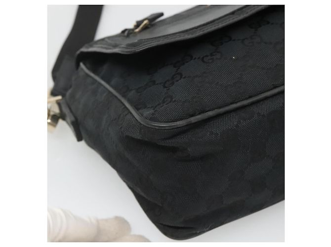 Borsa a Spalla GUCCI GG Canvas Nero Oro 019 0375 Auth SW809 D'oro - vista 15
