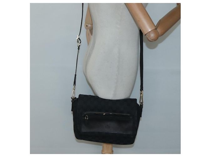 Borsa a Spalla GUCCI GG Canvas Nero Oro 019 0375 Auth SW809 D'oro - vista 23