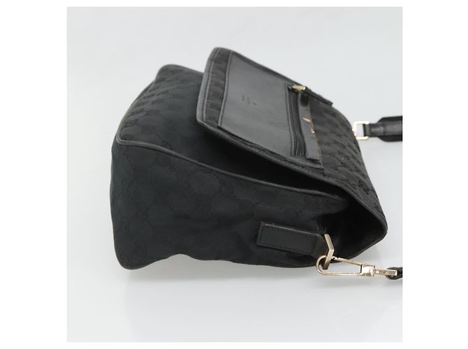 Borsa a Spalla GUCCI GG Canvas Nero Oro 019 0375 Auth SW809 D'oro - vista 3