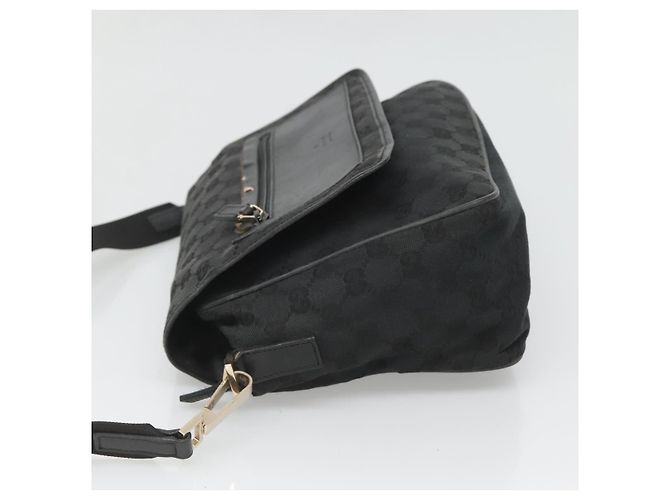 Borsa a Spalla GUCCI GG Canvas Nero Oro 019 0375 Auth SW809 D'oro - vista 4