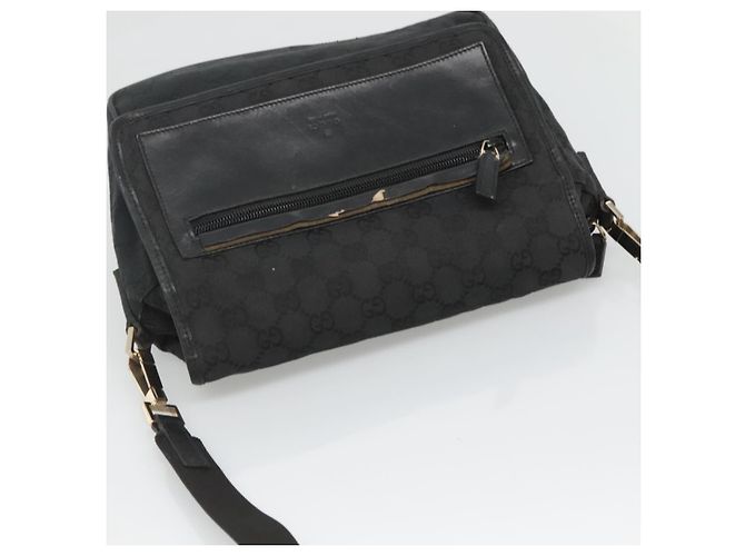 Borsa a Spalla GUCCI GG Canvas Nero Oro 019 0375 Auth SW809 D'oro - vista 6