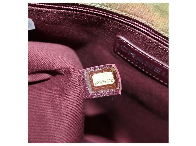Borsa a spalla CHANEL ricamata graffiti in tela e pelle khaki CC Auth yk18413SM Cachi - vista 10