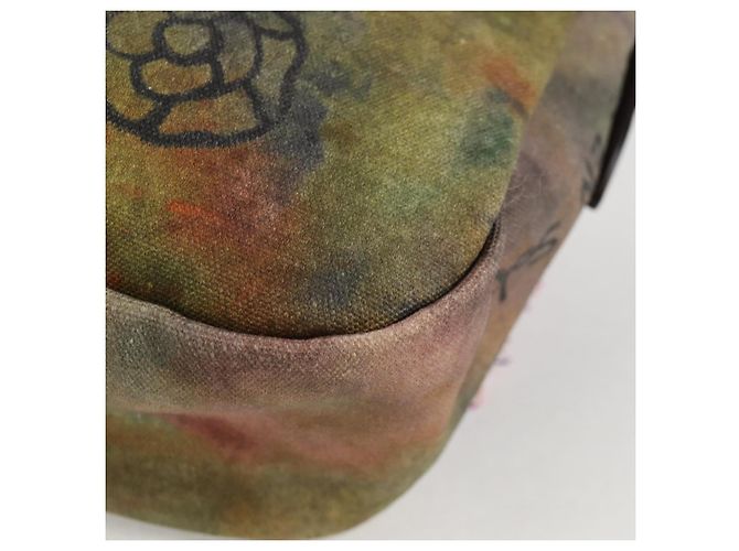 Borsa a spalla CHANEL ricamata graffiti in tela e pelle khaki CC Auth yk18413SM Cachi - vista 17