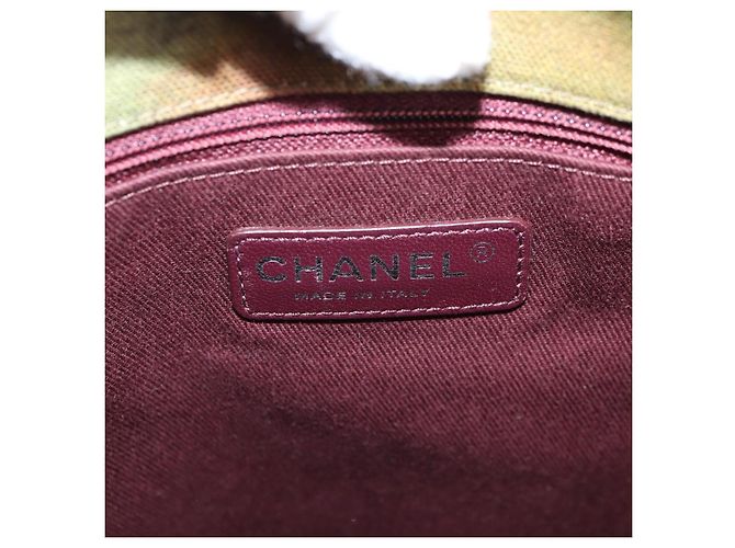 Borsa a spalla CHANEL ricamata graffiti in tela e pelle khaki CC Auth yk18413SM Cachi - vista 25