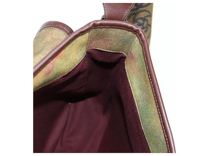 Borsa a spalla CHANEL ricamata graffiti in tela e pelle khaki CC Auth yk18413SM Cachi - vista 26