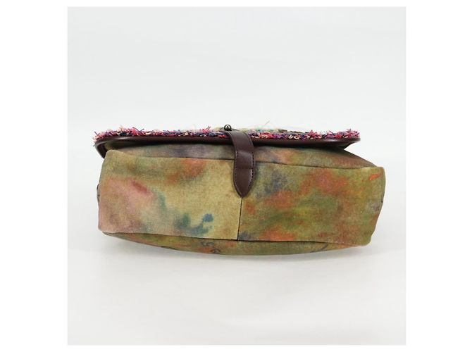 Borsa a spalla CHANEL ricamata graffiti in tela e pelle khaki CC Auth yk18413SM Cachi - vista 5