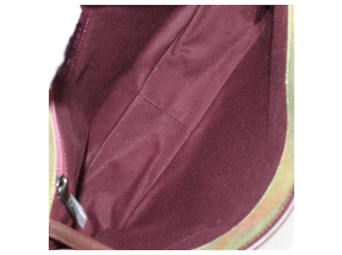 Borsa a spalla CHANEL ricamata graffiti in tela e pelle khaki CC Auth yk18413SM Cachi - vista 9