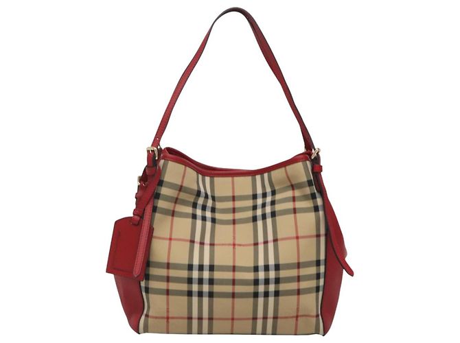 Borsa a spalla Burberry Nova Check in nylon beige oro Auth 125324 D'oro - vista 13