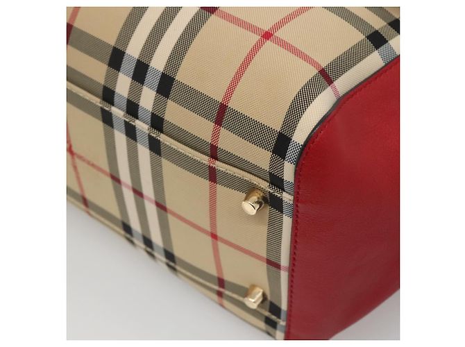 Borsa a spalla Burberry Nova Check in nylon beige oro Auth 125324 D'oro - vista 15