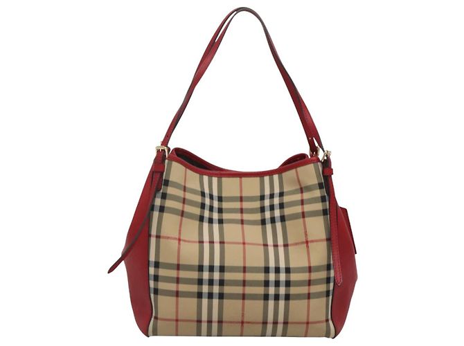 Borsa a spalla Burberry Nova Check in nylon beige oro Auth 125324 D'oro - vista 2