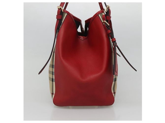 Borsa a spalla Burberry Nova Check in nylon beige oro Auth 125324 D'oro - vista 3