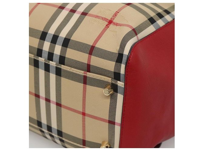 Borsa a spalla Burberry Nova Check in nylon beige oro Auth 125324 D'oro - vista 9