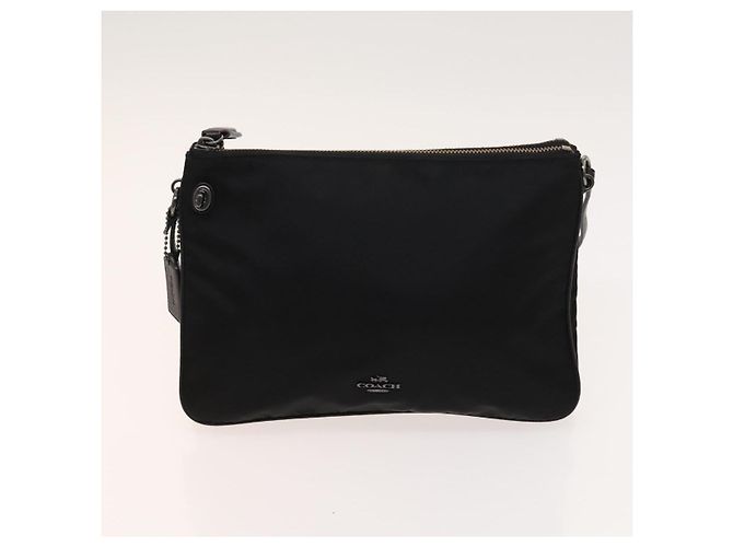 Borsa a spalla Coach in nylon e tela 3 pezzi nero beige arancione Auth bs25684 - vista 10
