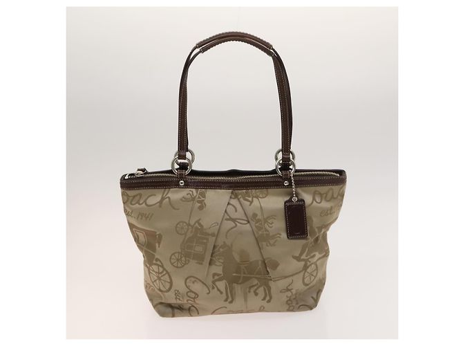 Borsa a spalla Coach in nylon e tela 3 pezzi nero beige arancione Auth bs25684 - vista 18