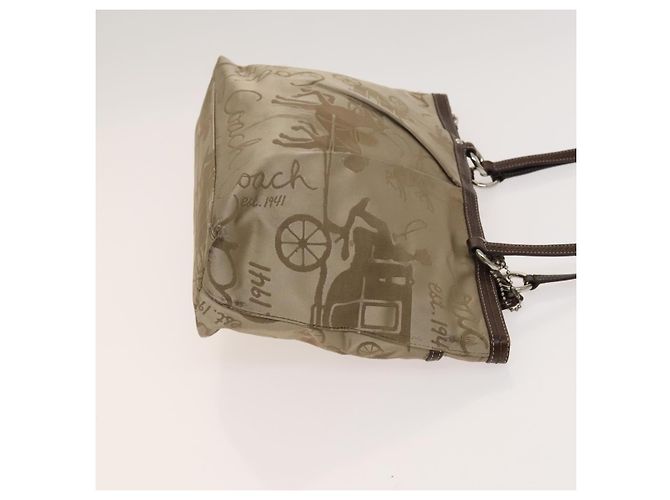 Borsa a spalla Coach in nylon e tela 3 pezzi nero beige arancione Auth bs25684 - vista 20