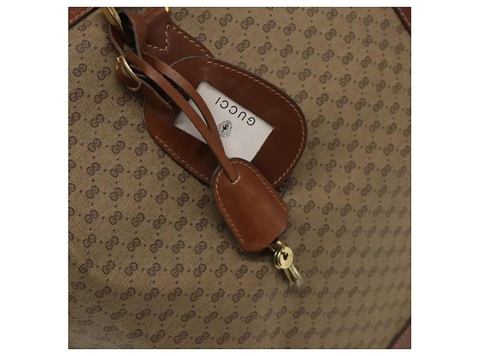 Gucci Borsa Boston Micro GG Supreme PVC Beige Oro 012 024 0467 45 Auth 124459 D'oro - vista 10