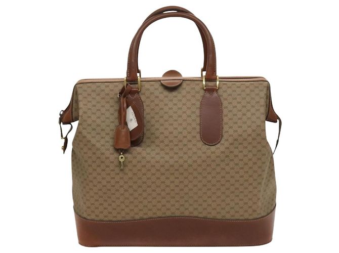 Gucci Borsa Boston Micro GG Supreme PVC Beige Oro 012 024 0467 45 Auth 124459 D'oro - vista 13