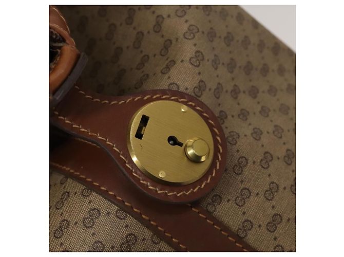 Gucci Borsa Boston Micro GG Supreme PVC Beige Oro 012 024 0467 45 Auth 124459 D'oro - vista 18