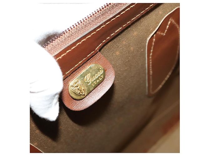 Gucci Borsa Boston Micro GG Supreme PVC Beige Oro 012 024 0467 45 Auth 124459 D'oro - vista 19