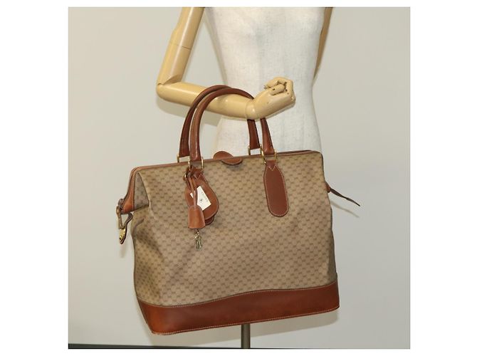 Gucci Borsa Boston Micro GG Supreme PVC Beige Oro 012 024 0467 45 Auth 124459 D'oro - vista 22
